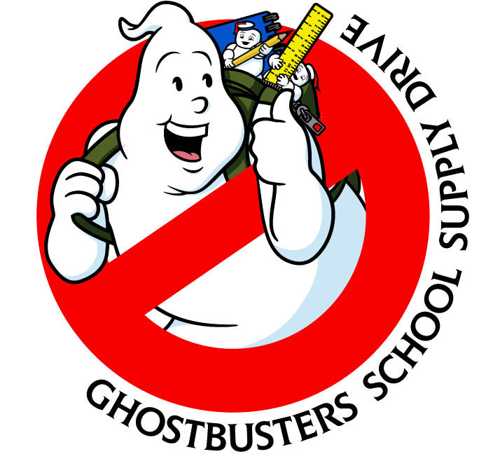 Ghostbusters School Supply Drive text logo