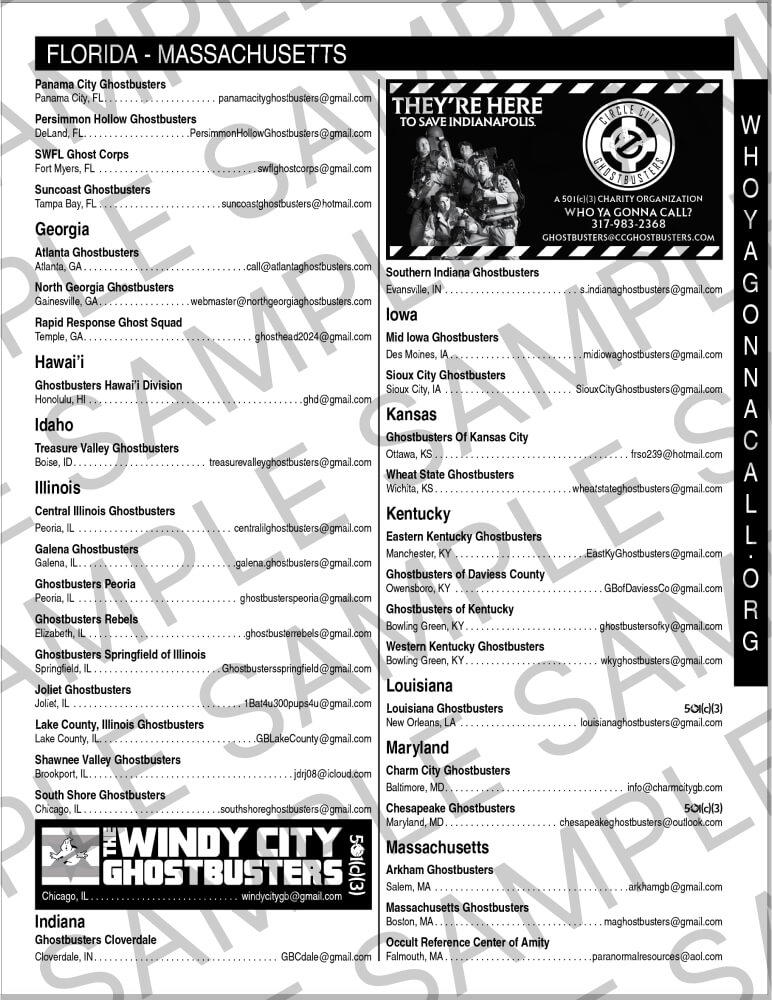 Sample page two of WhoYaGonnaCall.org Ghostbusters Day Zine